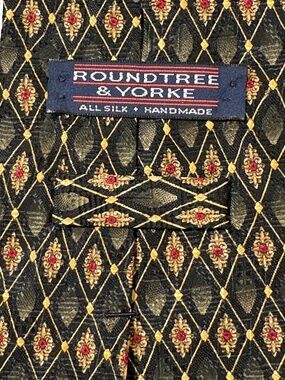 Roundtree & Yorke Silk Tie Geometric Diamond Handmade Vintage